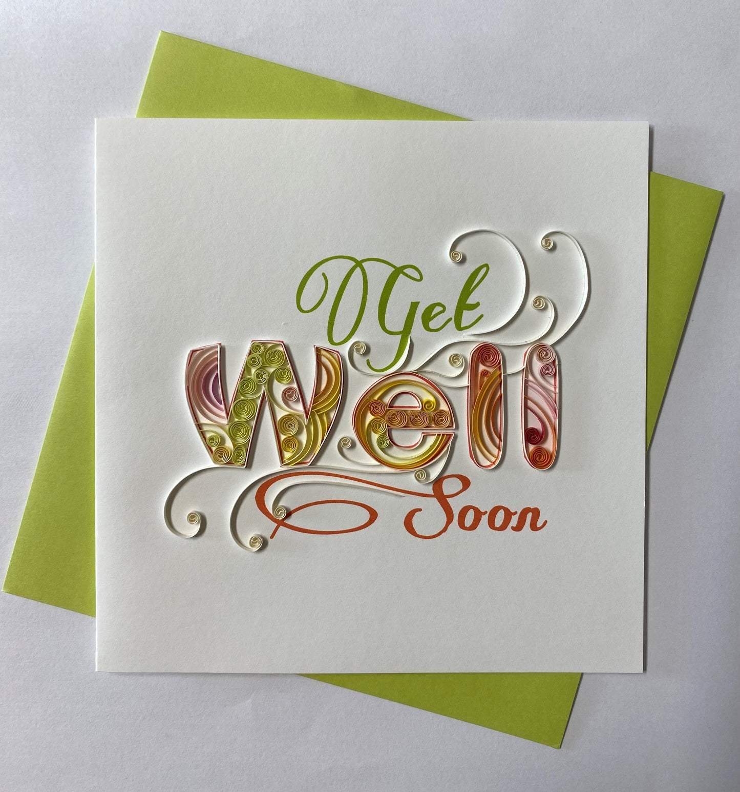 Hand Quilled Greeting Card Get well Soon #10941