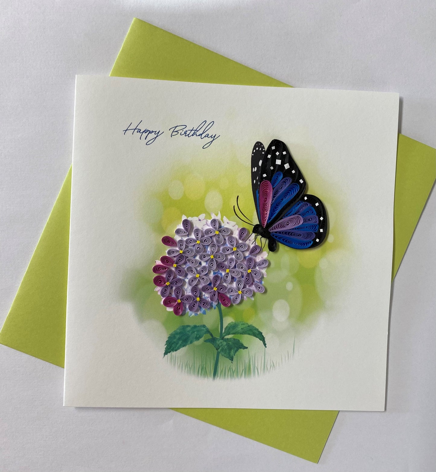 Hand Quilled Greeting Card Happy Birthday Butterfly #10986