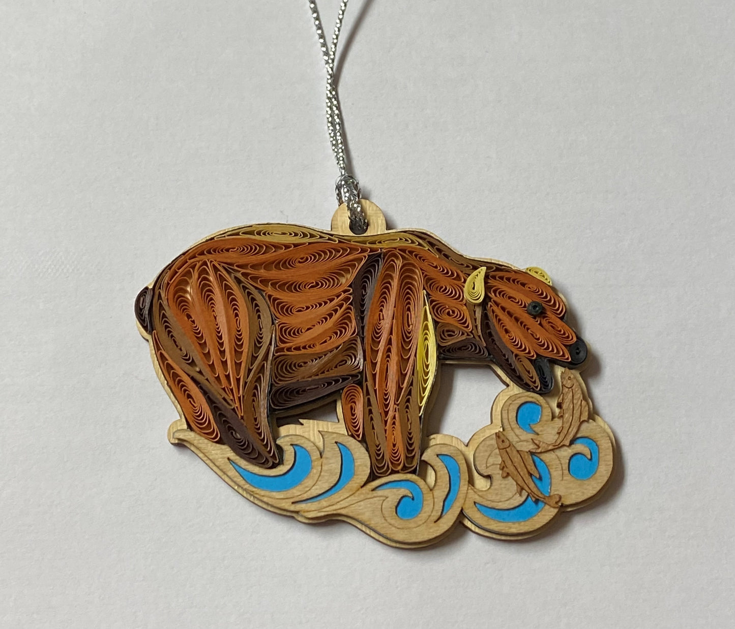 Hand Quilled Alaskan Grizzly Bear Ornament #QO11020