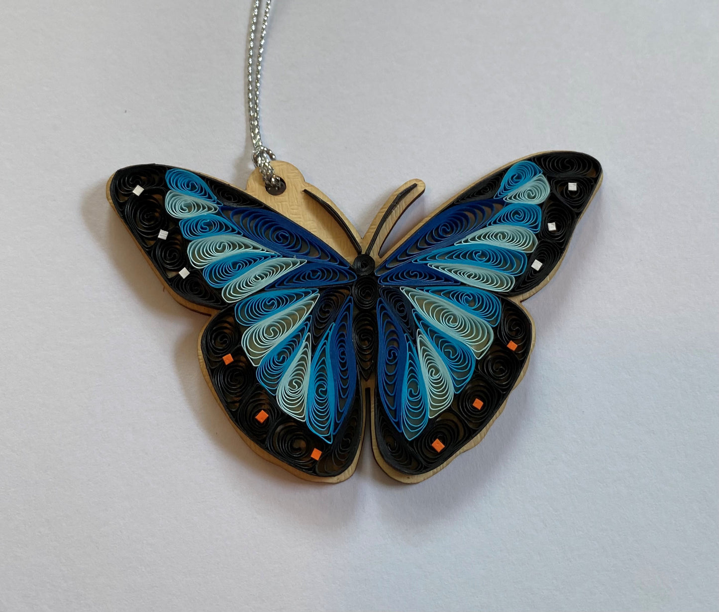 Hand Quilled Blue Morpho Ornament #QO11039