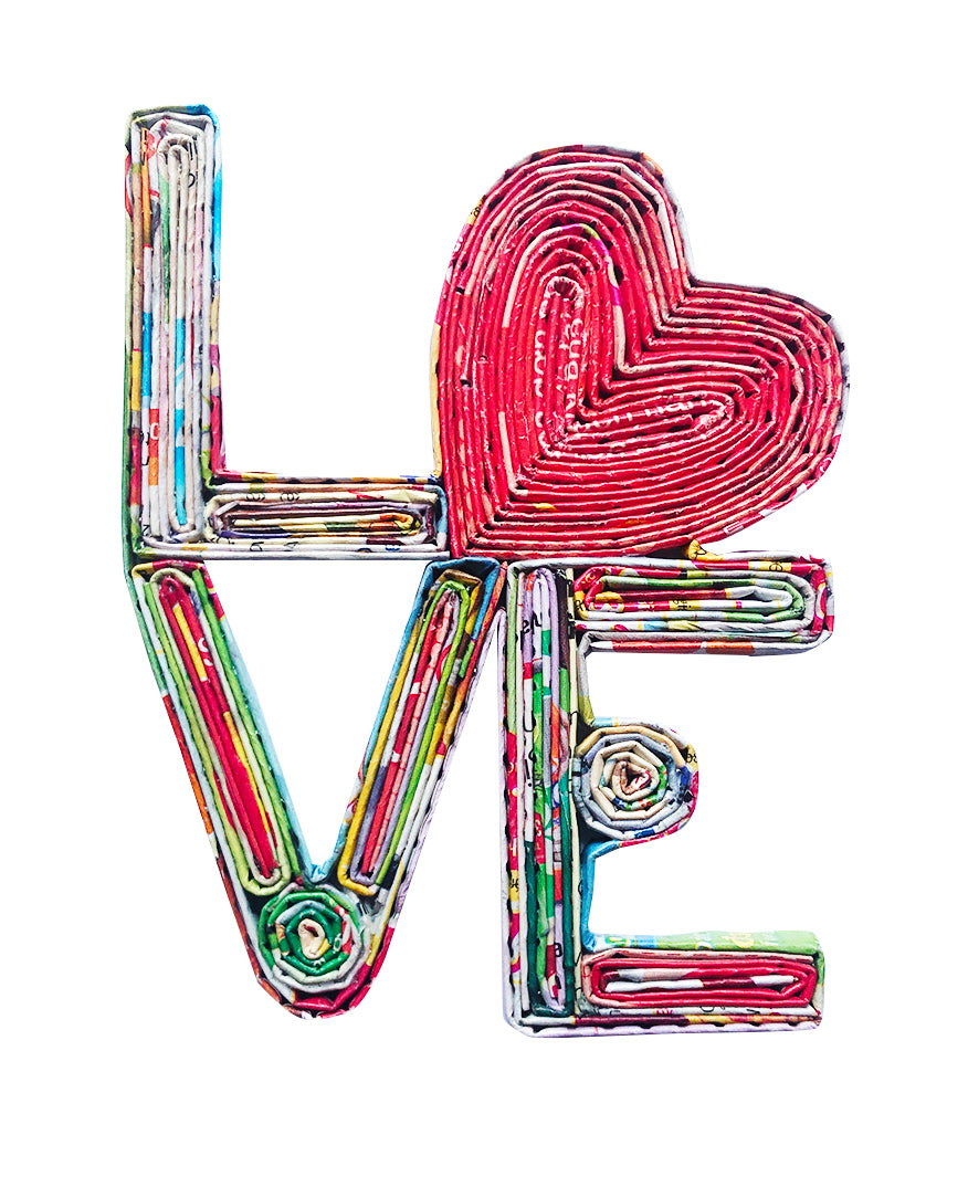 Hand Quilled Recycled Magazine LOVE Ornament #QO11071