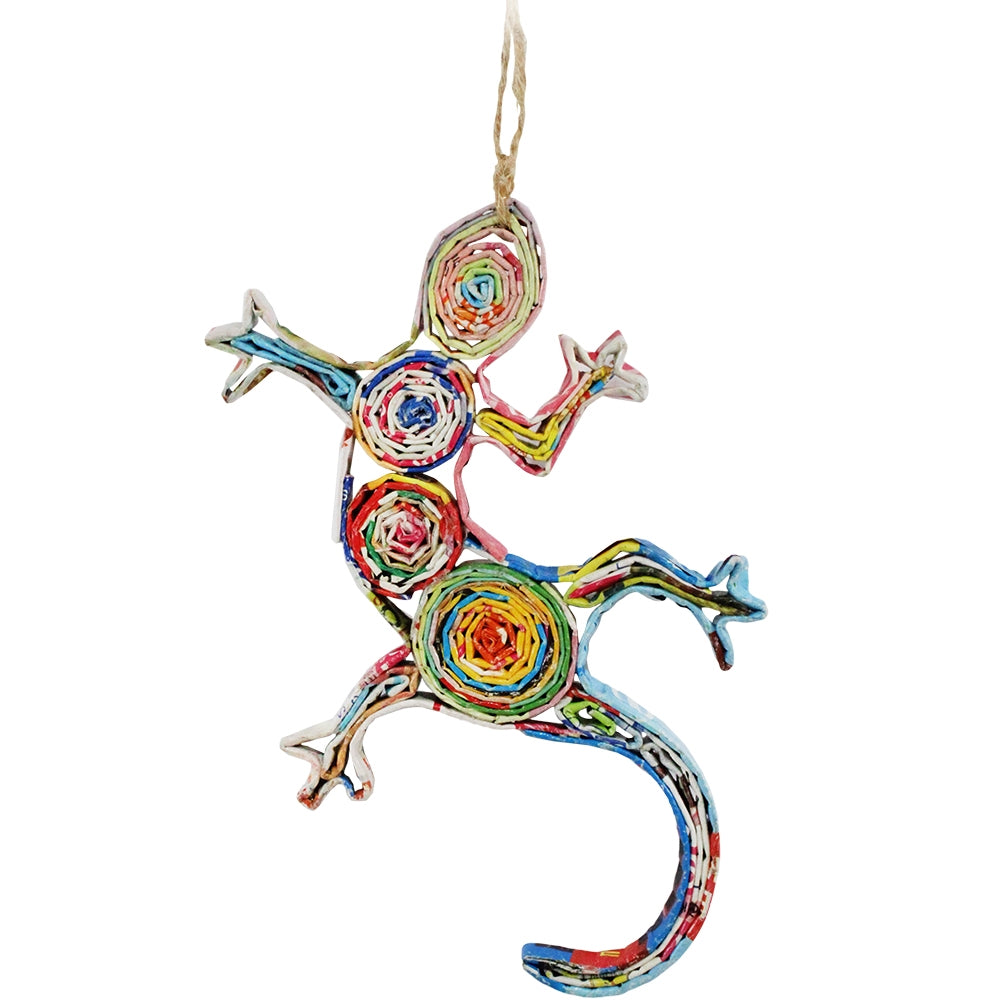 Hand Quilled Recycled Magazine Lizard Ornament #QC11110
