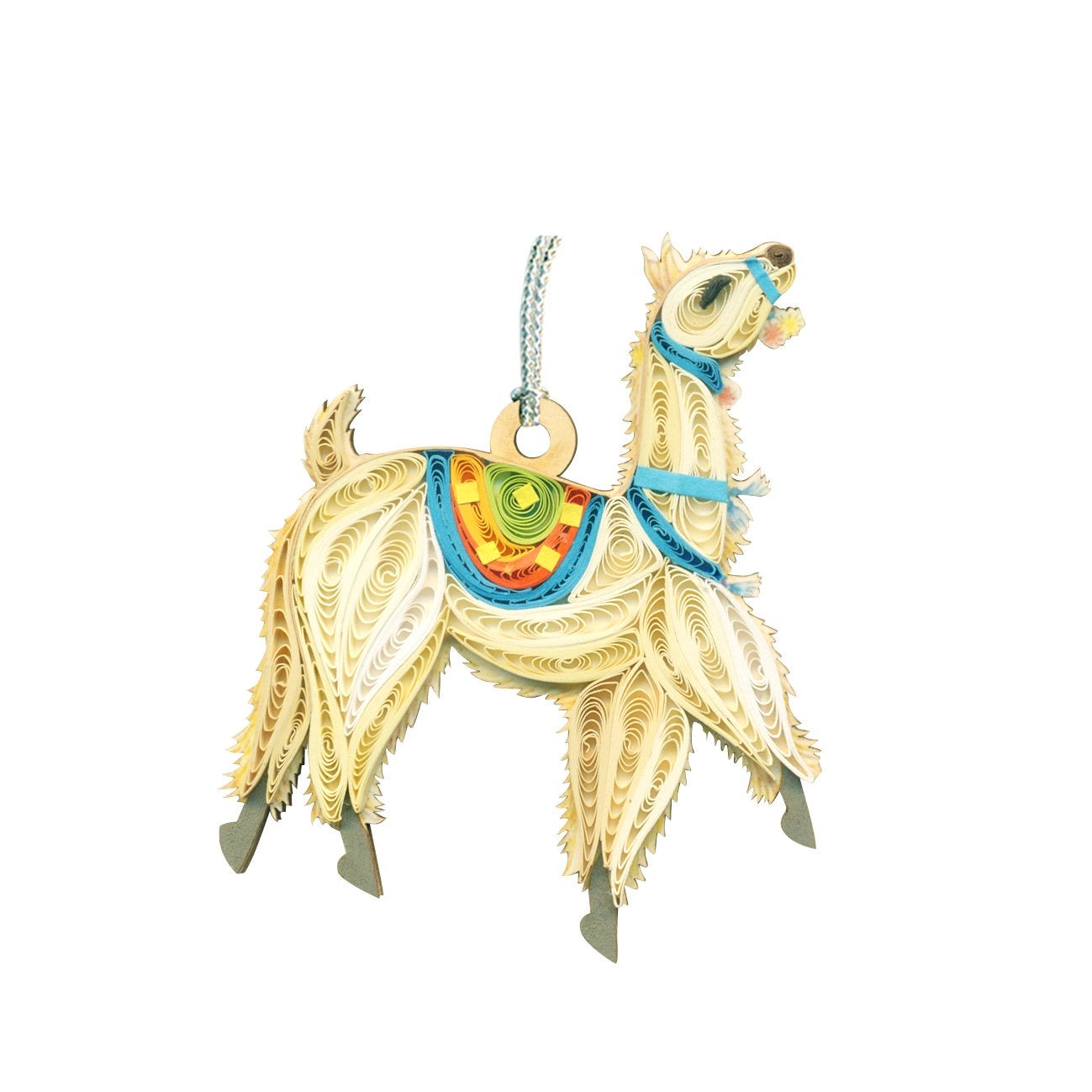 Hand Quilled Prancing Llama Ornament #QO11179