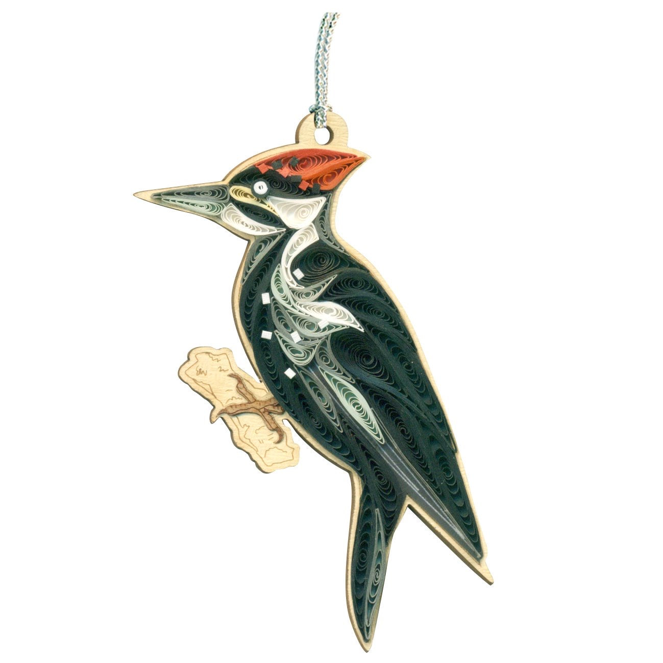 Hand Quilled Pileated Woodpecker Ornament #QO11193