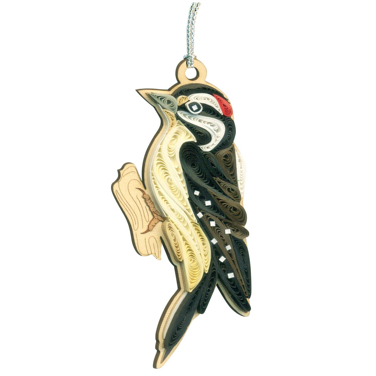 Hand Quilled Downy Woodpecker Ornament #QO11194