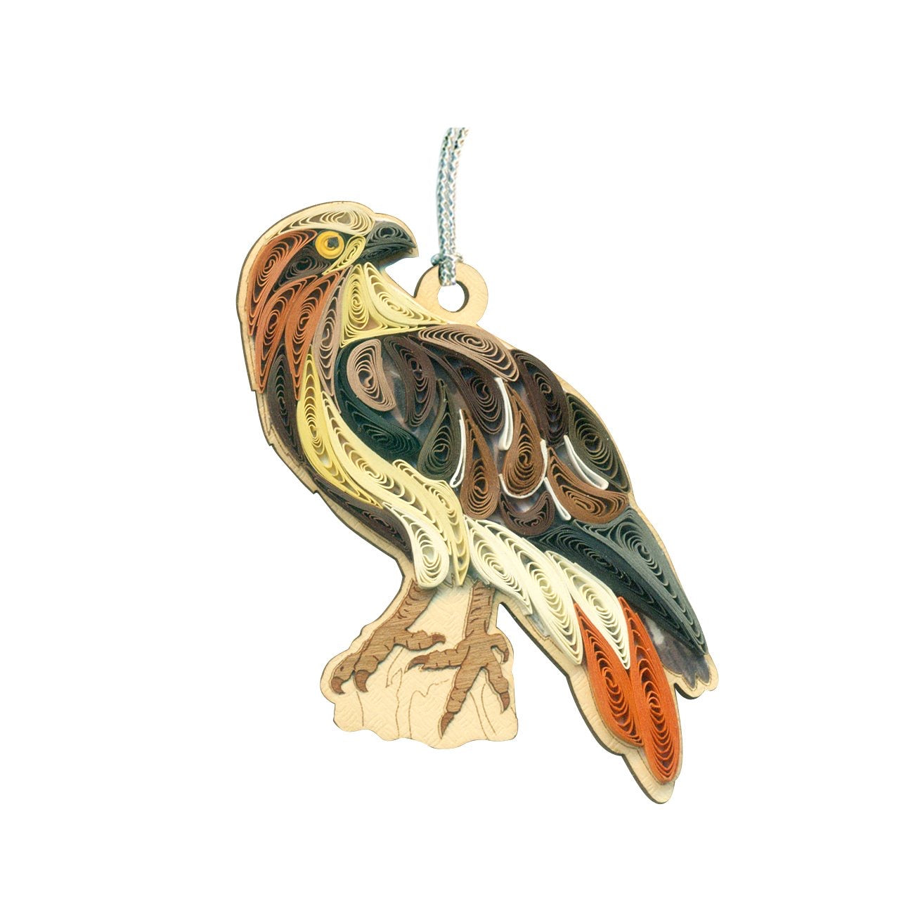 Hand Quilled Red Tailed Hawk Ornament #QO11199