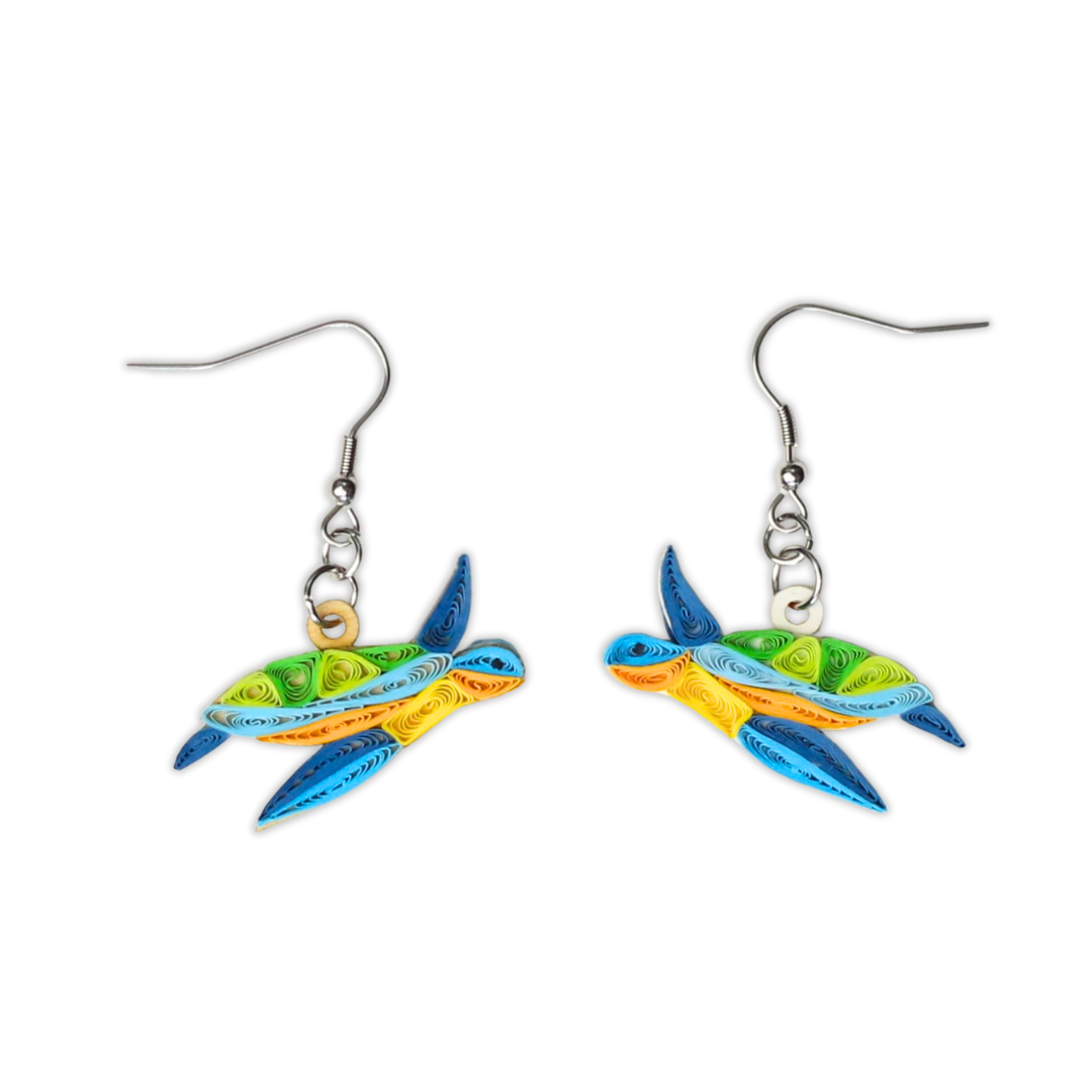 Hand Quilled Sea Turtle Earrings #QE12131
