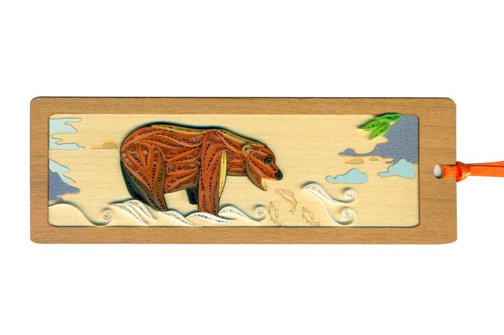 Hand Quilled Bookmark Grizzly Bear #BM10692