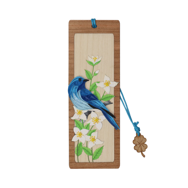 Hand Quilled Bookmark Mountain Blue Bird #BM12063