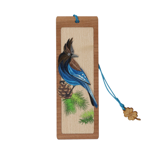 Hand Quilled Bookmark Stellers Jay #BM12069