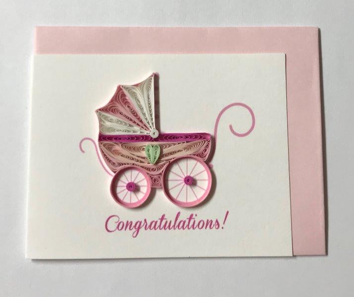 Hand Quilled Gift Enclosure Mini Card Congratulations Girl #GE10729