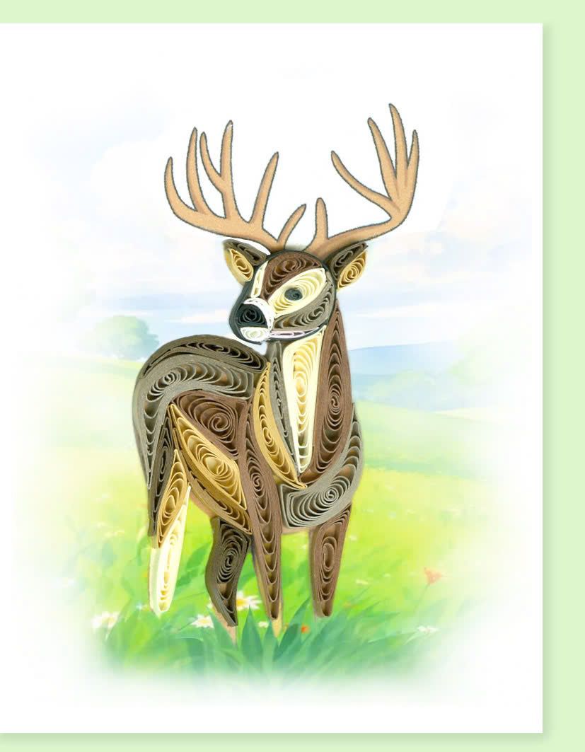 Hand Quilled Gift Enclosure Mini Card Deer #GE