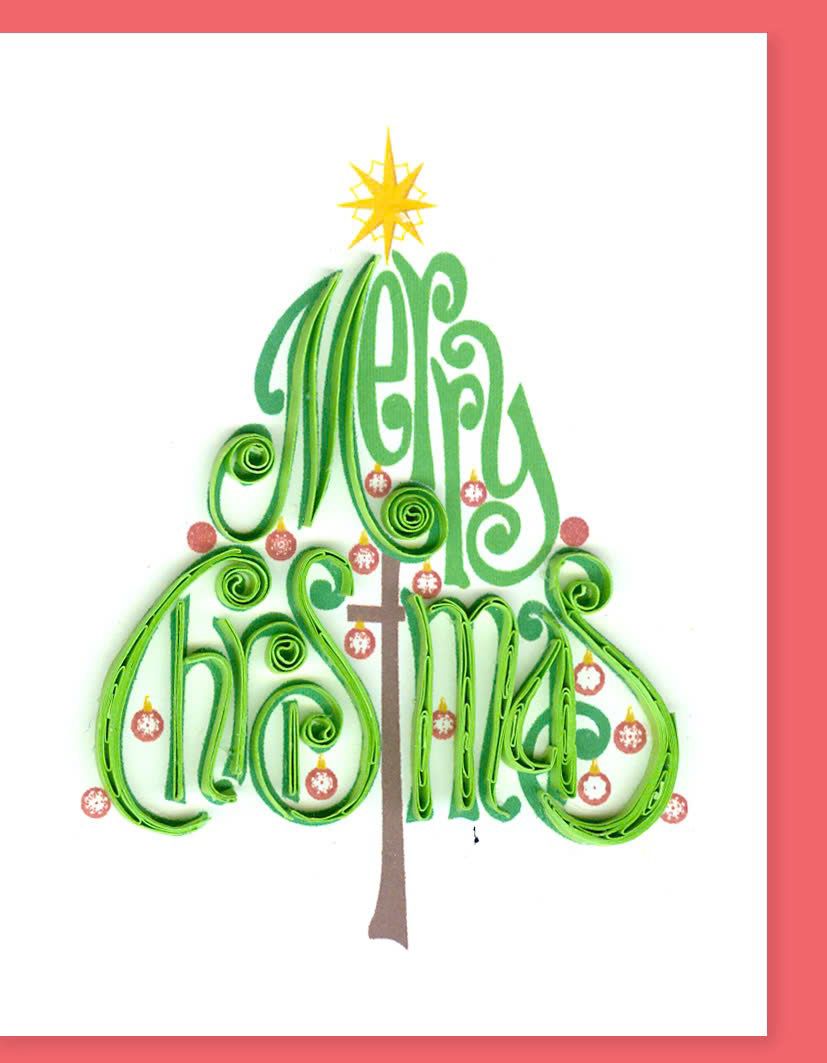 Hand Quilled Gift Enclosure Mini Card Merry Christmas #GE