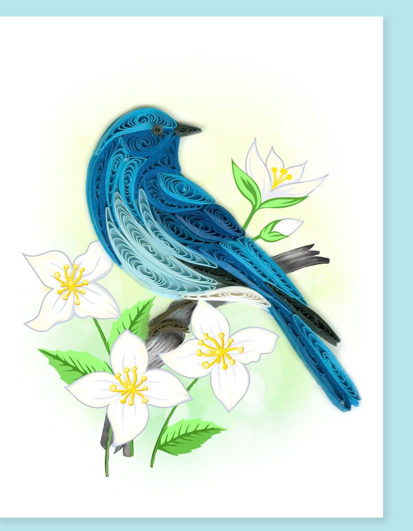 Hand Quilled Gift Enclosure Mini Card Blue Bird #GE