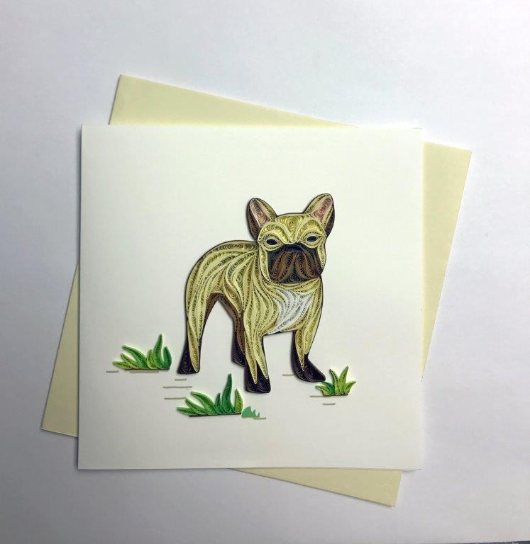 Hand Quilled Greeting French Bulldog #10244