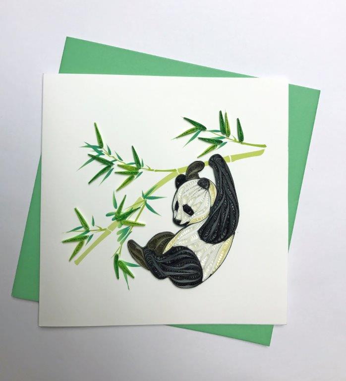 Hand Quilled Greeting Card Panda #10249
