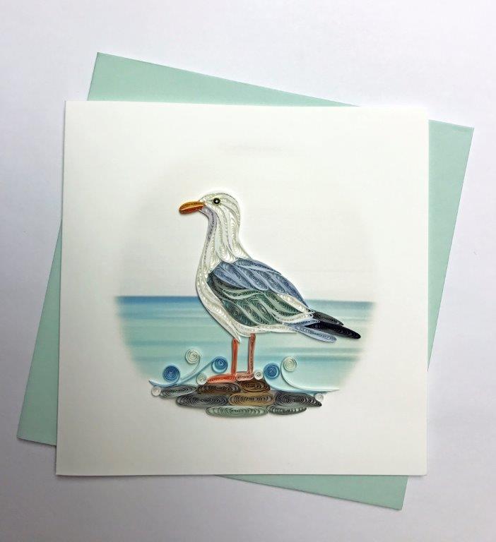 Hand Quilled Greeting Card Sea Gull #10261