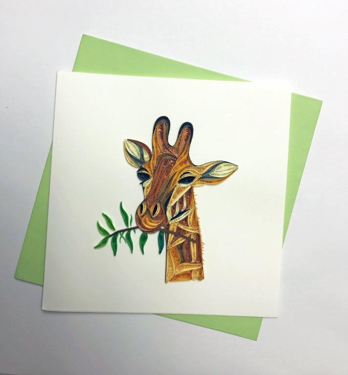 Hand Quilled Greeting Card Giraffe #10293