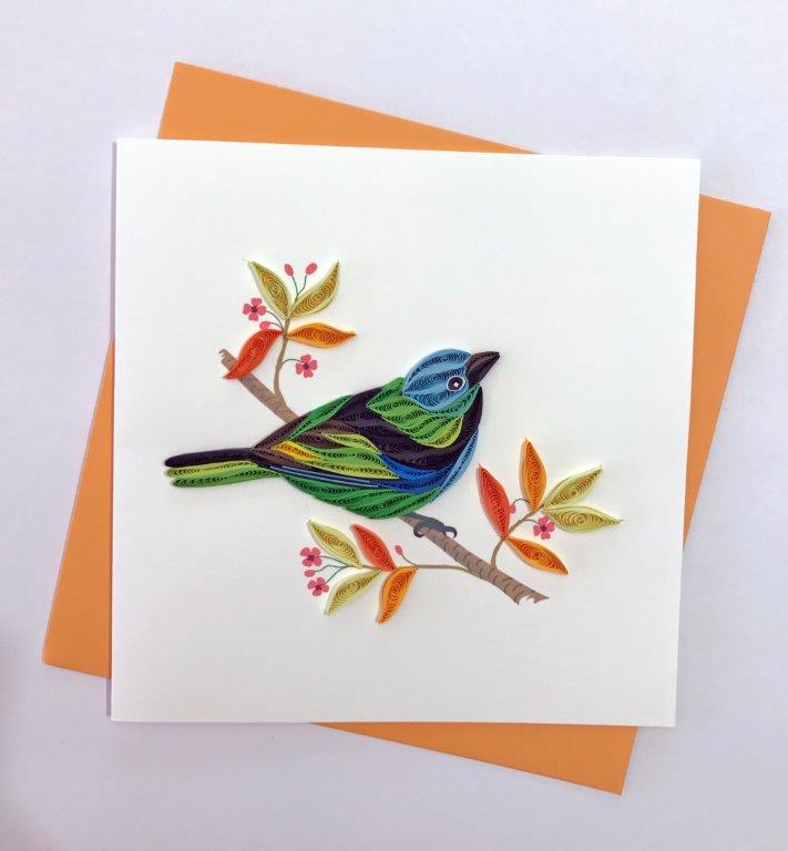 Hand Quilled Greeting Card Bird #10318
