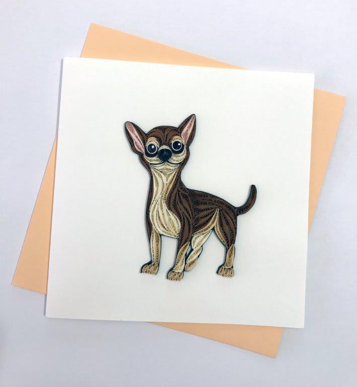 Hand Quilled Greeting Card Chihuahua #10348
