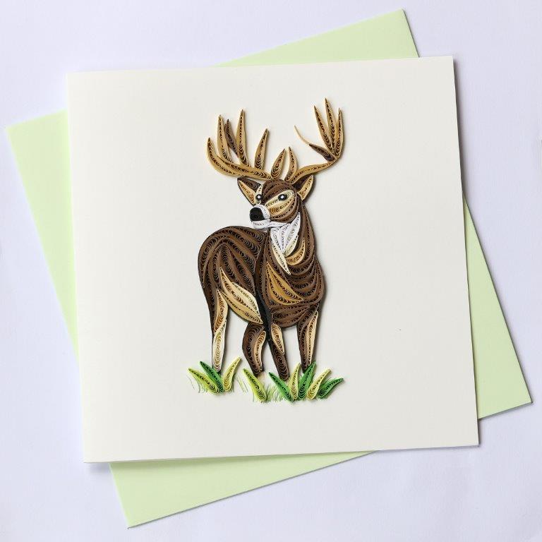 Hand Quilled Greeting Card Deer #10372
