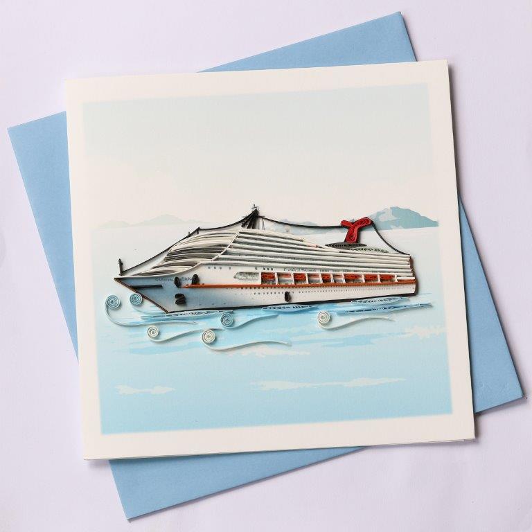Hand Quilled Greeting Card Cruise Ship #10414