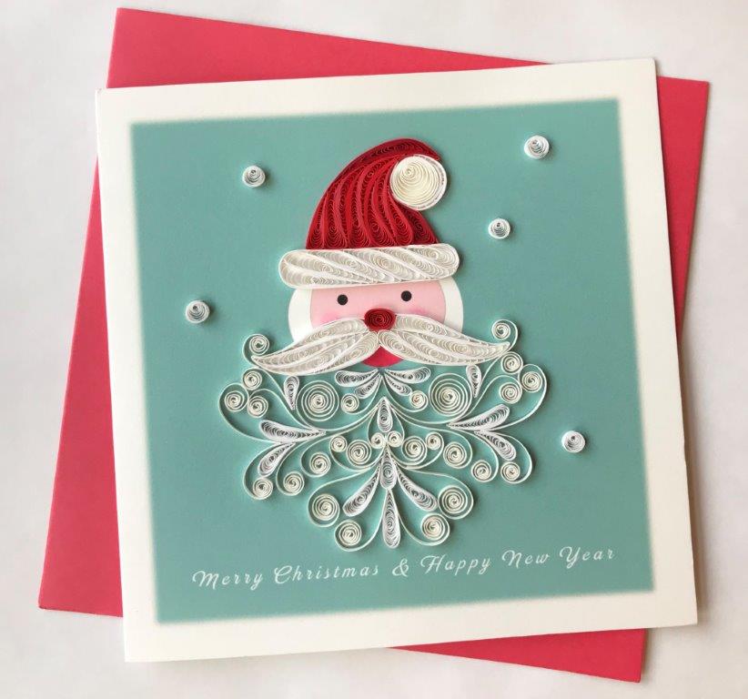 Hand Quilled Greeting Card Santa #10432