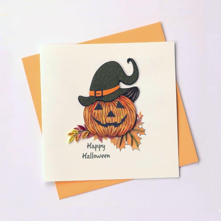 Hand Quilled Greeting Card Jack o Lantern #10435