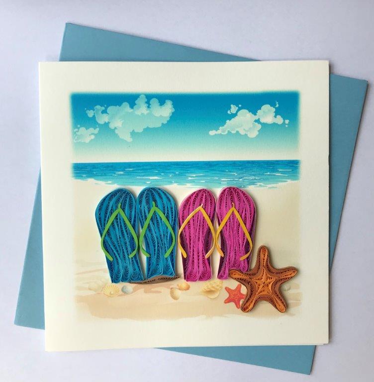 Hand Quilled Greeting Card Flip Flops #10529