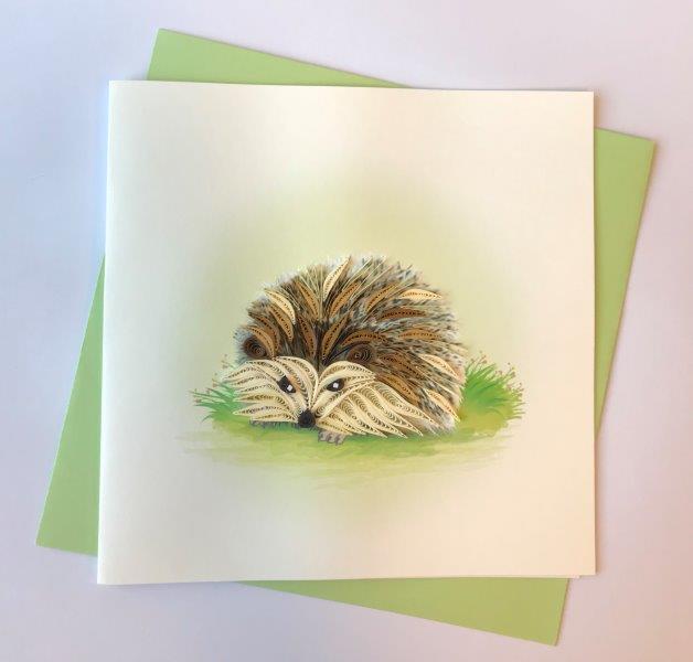 Hand Quilled Greeting Card Hedgehog #10744