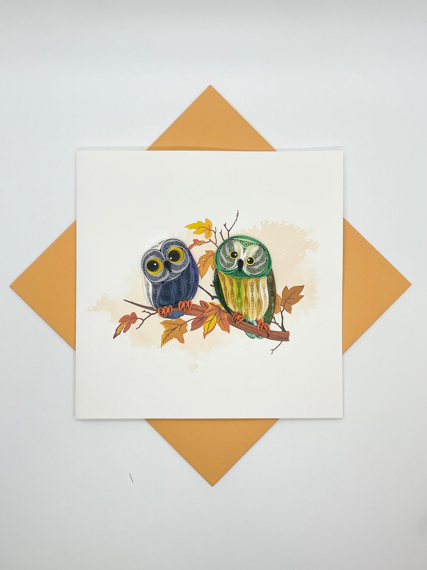 Hand Quilled Greeting Card Owl #10987