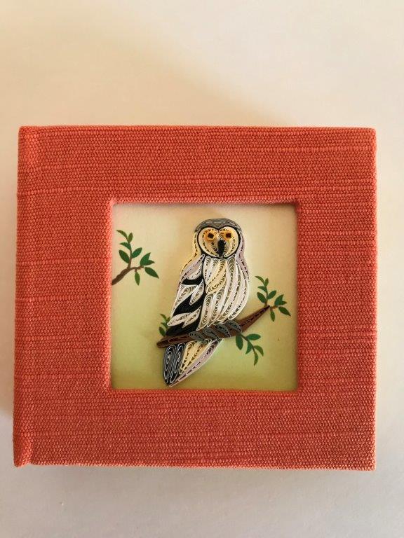 Hand Quilled Sticky Note Cover Snow Owl #SN10401