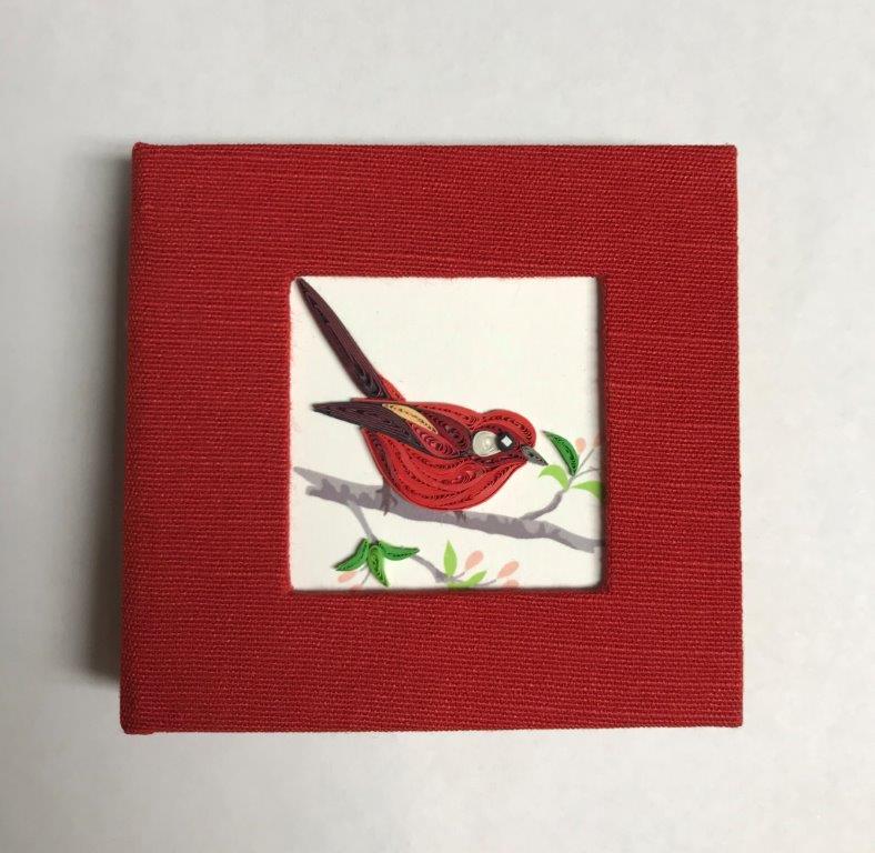 Hand Quilled Sticky Note Cover Red Bird #SN10455