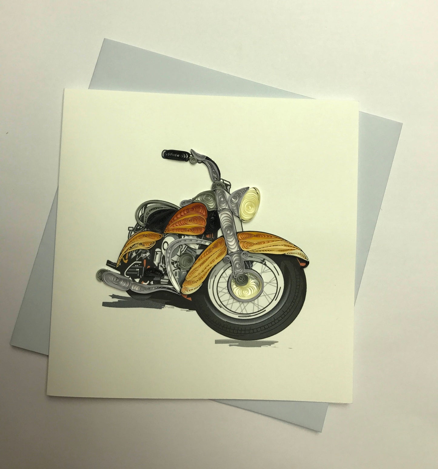 Hand Quilled Greeting Card Motorcycle #QC10282