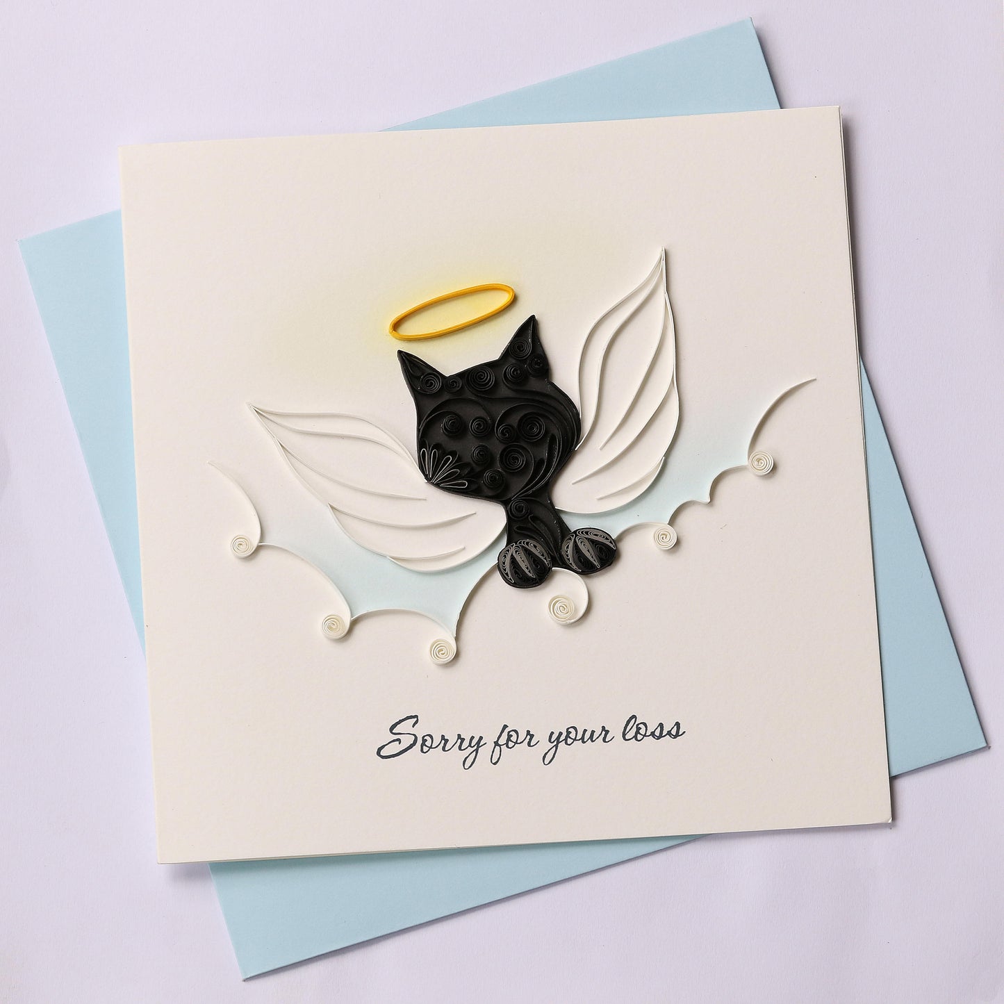 Hand Quilled Greeting Card Cat Loss #QC10410