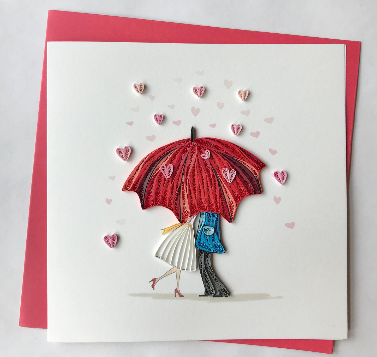 Hand Quilled Greeting Card Love Umbrella #QC10505