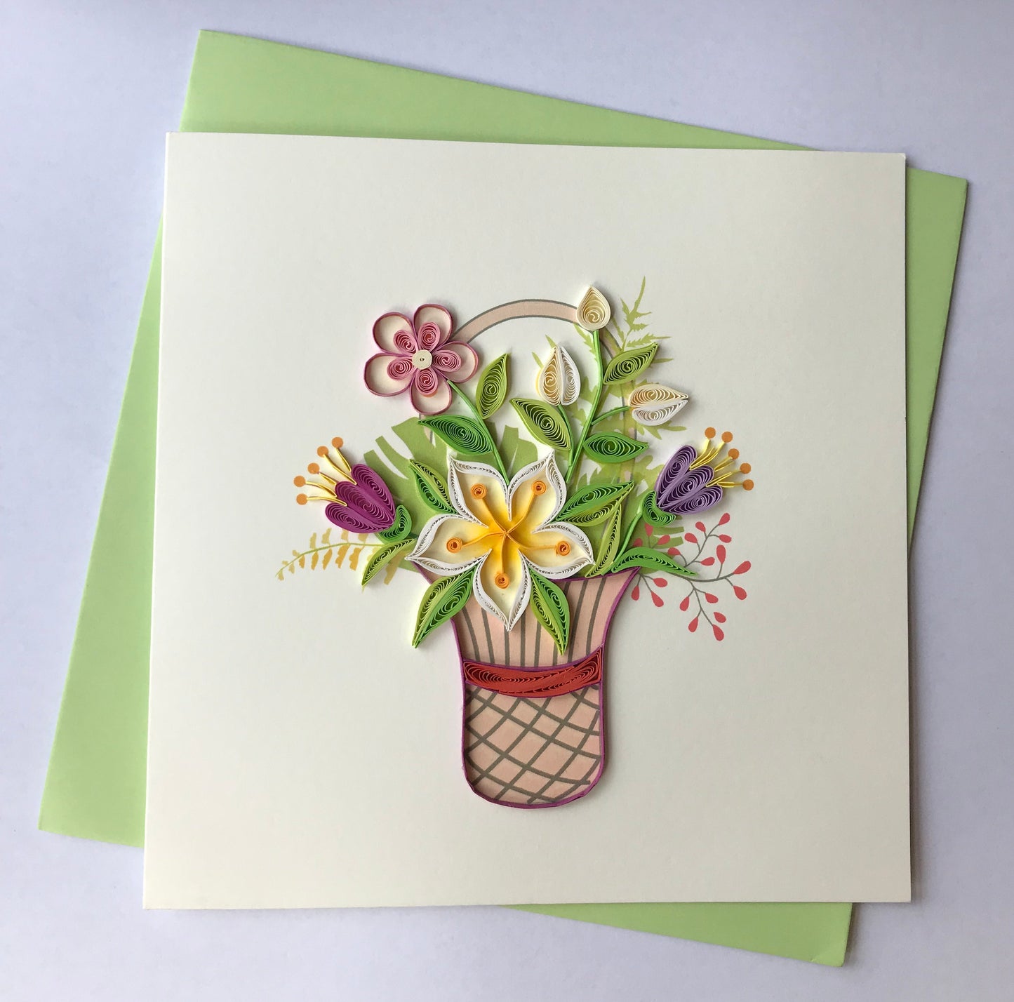 Hand Quilled Greeting Card Flower Bouquet #QC10531