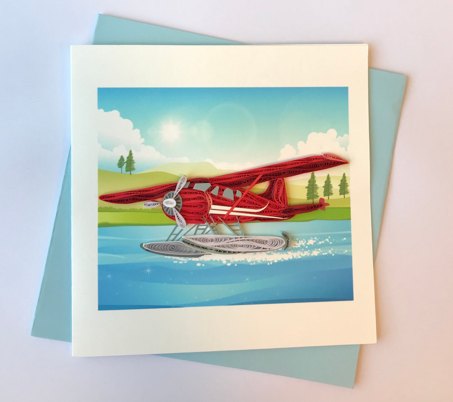 Hand Quilled Greeting Card Bi-Plane #QC10739