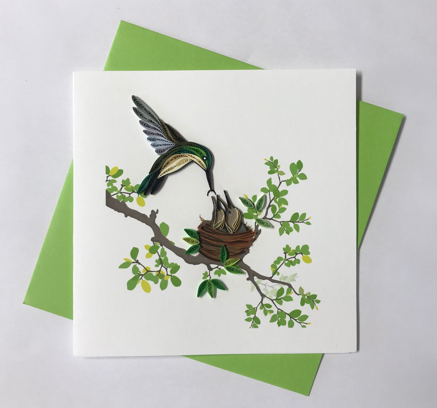 Hand Quilled Greeting Card Hummingbird #QC