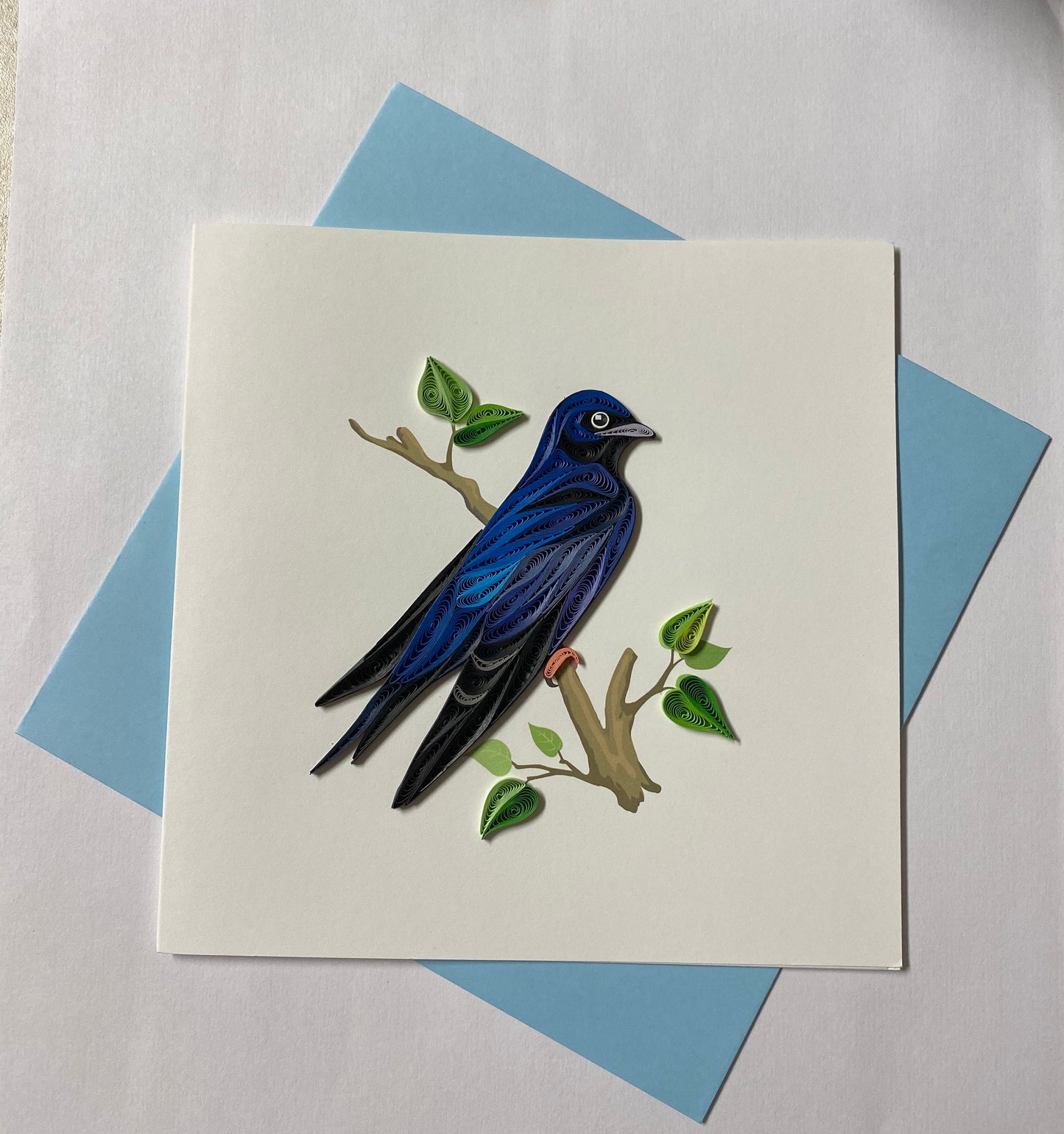 Hand Quilled Greeting Card Purple Martin #QC10931