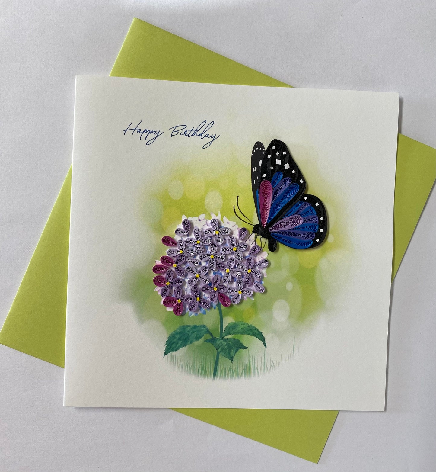 Hand Quilled Greeting Card Happy Birthday Butterfly #QC10986