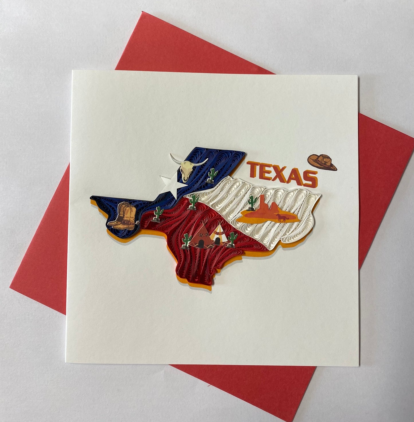 Hand Quilled Greeting Card TEXAS #QC10992