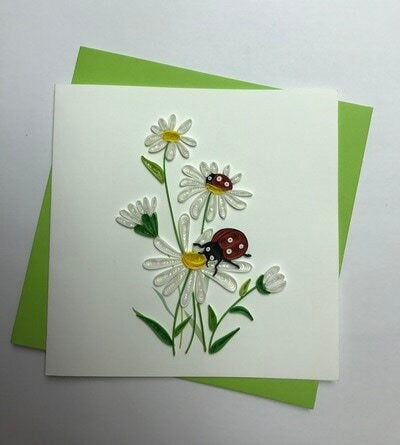 Hand Quilled Greeting Card Lady Bug #QC10257