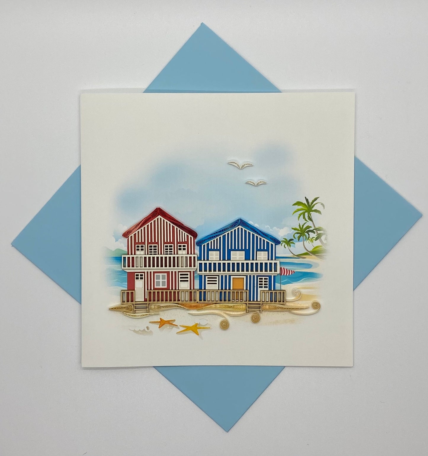 Hand Quilled Greeting Card Beach House #QC12011