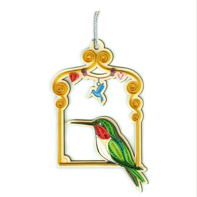 Hand Quilled Hummingbird Swing Ornament #QO12184