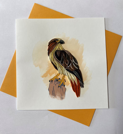 Hand Quilled Greeting Card Red Tailed Hawk #10959