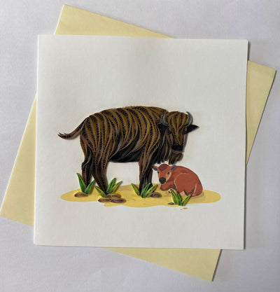 Hand Quilled Greeting Card Bison #10962
