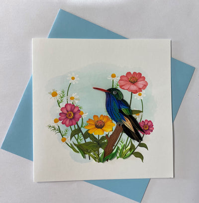 Hand Quilled Greeting Card Hummingbird #10964