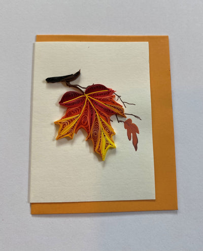 Hand Quilled Gift Enclosure Mini Card Autumn Leaves #GE10979