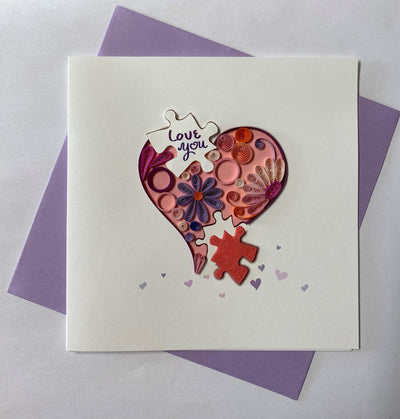 Hand Quilled Greeting Card Love You Heart #10985